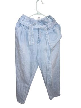 a new day Light Blue Paperbag Waist Belted High-Rise Jeans - Women